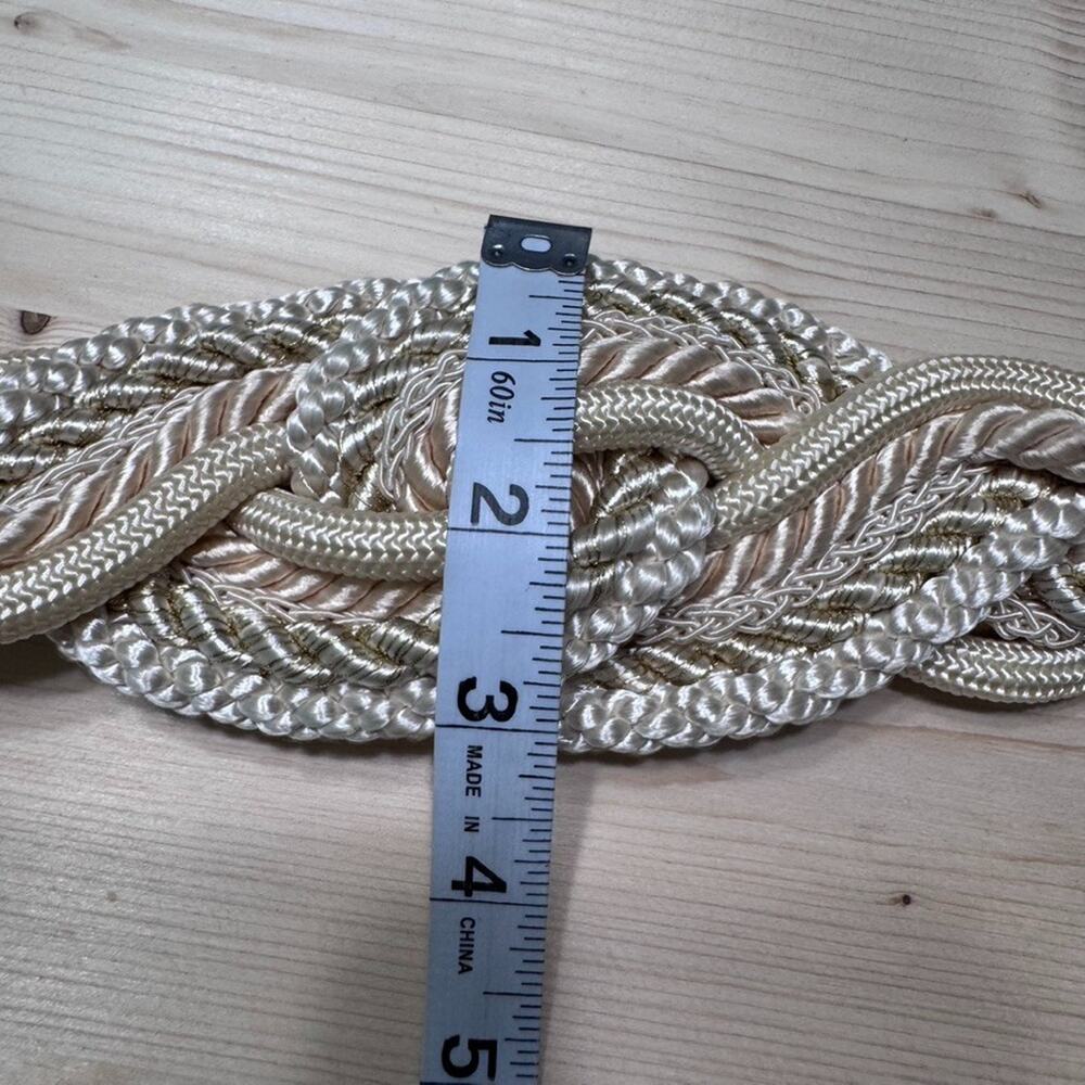 Saks Fifth Avenue Belt Womens Cream Gold Rope Knotted Coquette Feminine - Picture 8 of 8